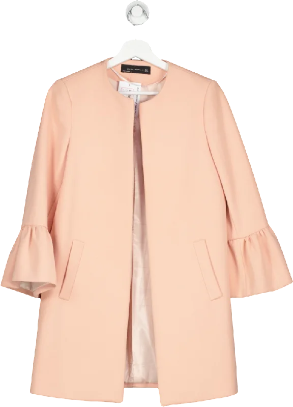 Sports Team JacketsZARA Pink Frill Sleeve Longline Jacket UK S