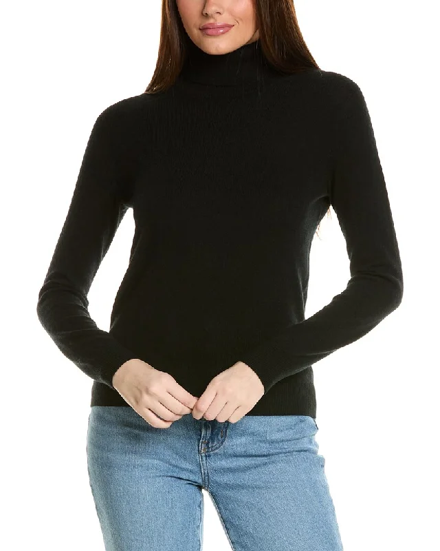 Amicale Cashmere Basic Turtleneck Cashmere SweaterMetallic Knit Tops