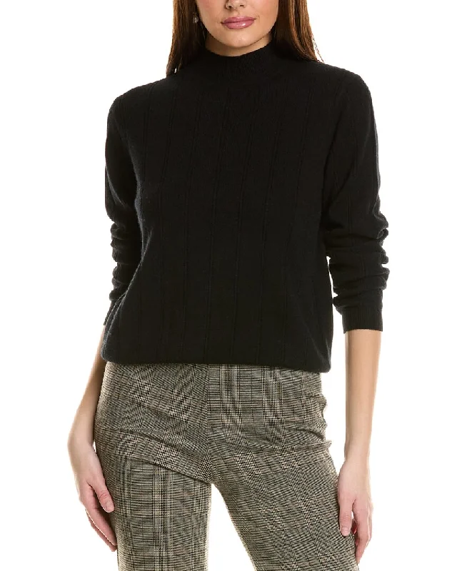 Amicale Cashmere Wide Rib Cashmere SweaterAsymmetrical Knit Tops