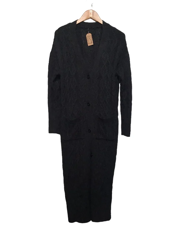 Black Long Length Knitted Cardigan (Size XL)Hunting Knit Tops