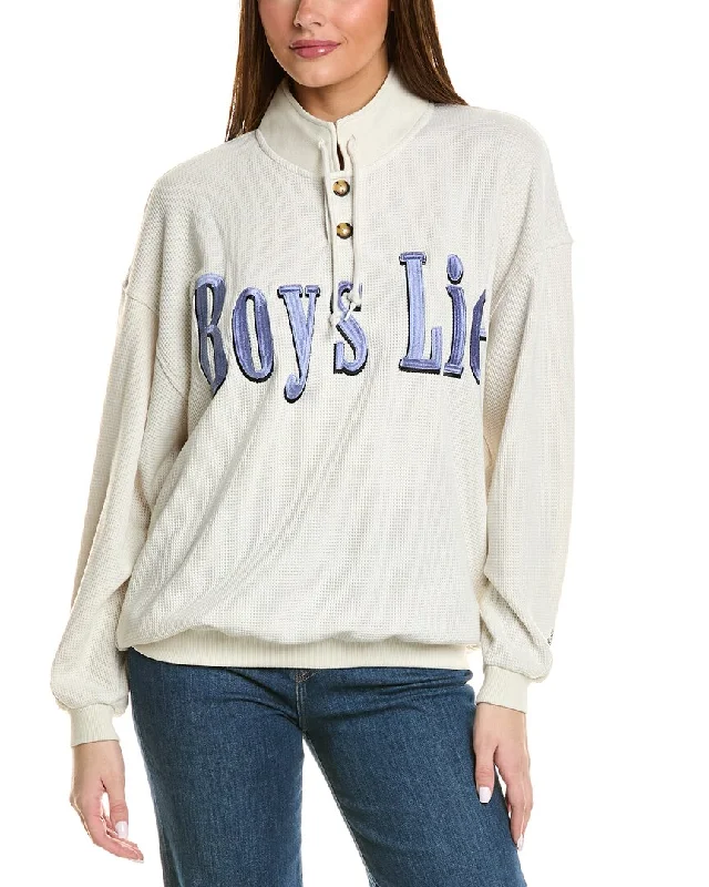 Boys Lie Smitten Thermal Crewneck PulloverFringed Knit Tops