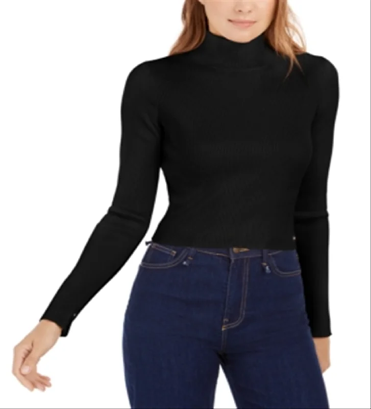 Calvin Klein Women's Cropped Mock Neck Sweater Black Size X-LargeAthletic Knit Tops