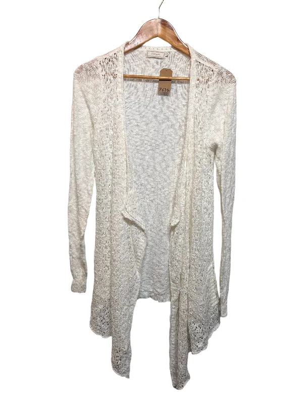 Cream Women’s Cream coloured Knitted Open Cardigan (Size L)Sheer Knit Tops