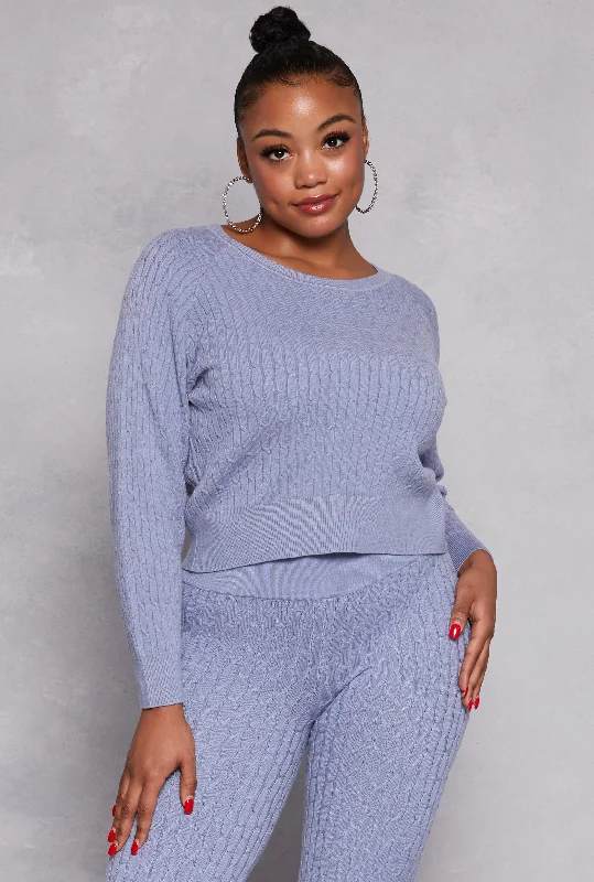 Plus Size Daisy Cable Knit SweaterTasseled Knit Tops