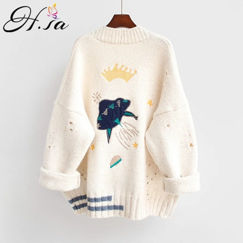 H.SA - Women SweaterGlitter Knit Tops