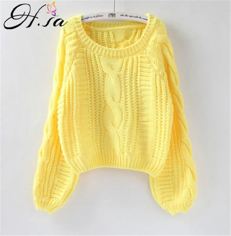 H.SA - Women SweaterColorblock Knit Tops