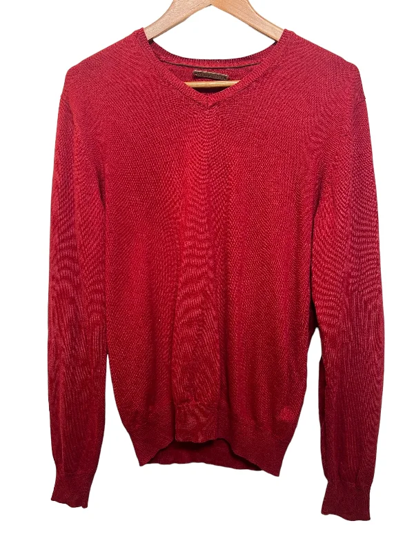 Massimo Dutti Red Sweater (Size L)Logo Knit Tops