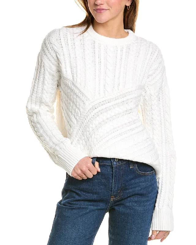 Monrow Cable Knit Wool-Blend SweaterThermal Knit Tops