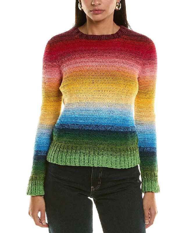 Oscar de la Renta Rainbow Ombre SweaterCropped Knit Tops