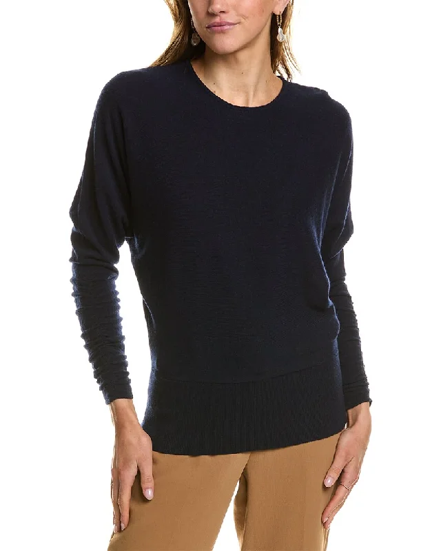 Reiss Lisa Wool-Blend Batwing Sleeve TopCrewneck Knit Tops