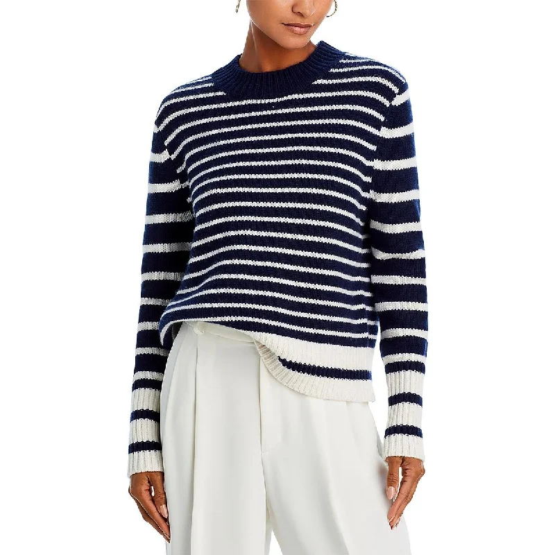 The Brandy Womens Crewneck Striped Pullover SweaterHunting Knit Tops