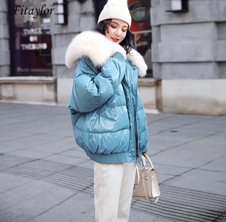 WILUXE White Duck Down Parkas Winter Jacket WomenHiking Knit Tops