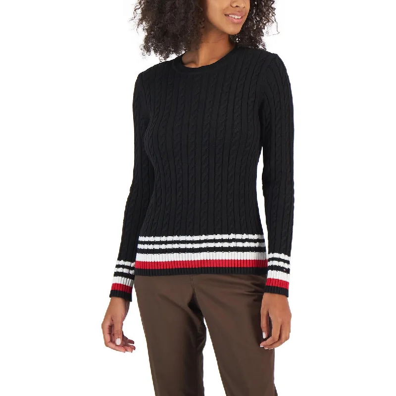 Womens Cable Knit Pullover Crewneck SweaterStatement Knit Tops