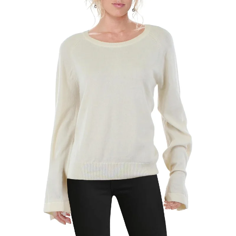 Womens Knit Grommet Crewneck SweaterRibbed Cuff Knit Tops