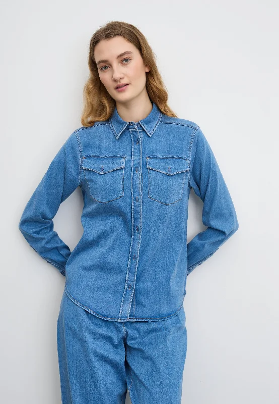 Vitta Denim Shirt LS - Washed Blue DenimSleep Shirts