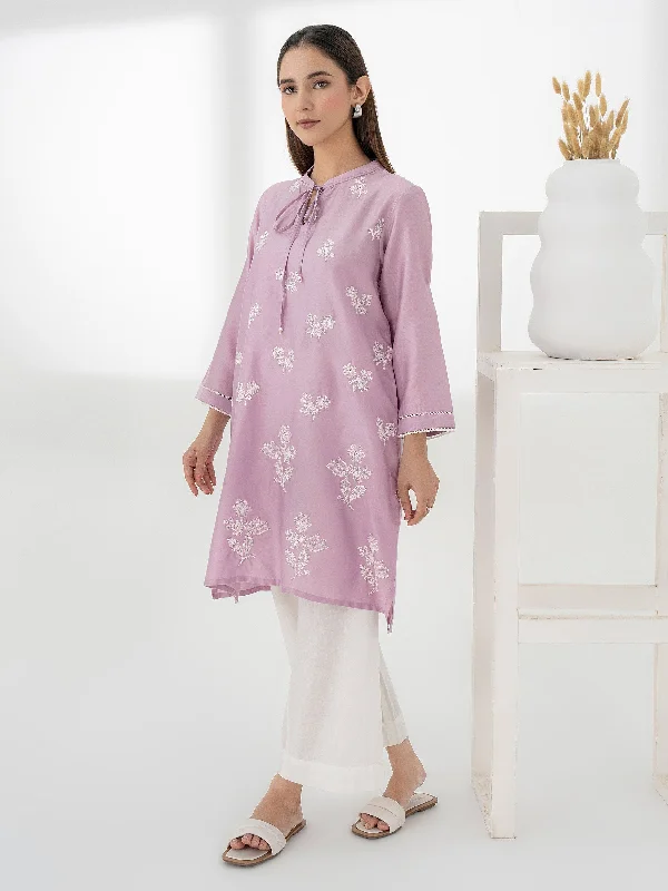 Satin Shirt-Embroidered (Pret)Sheer Shirts