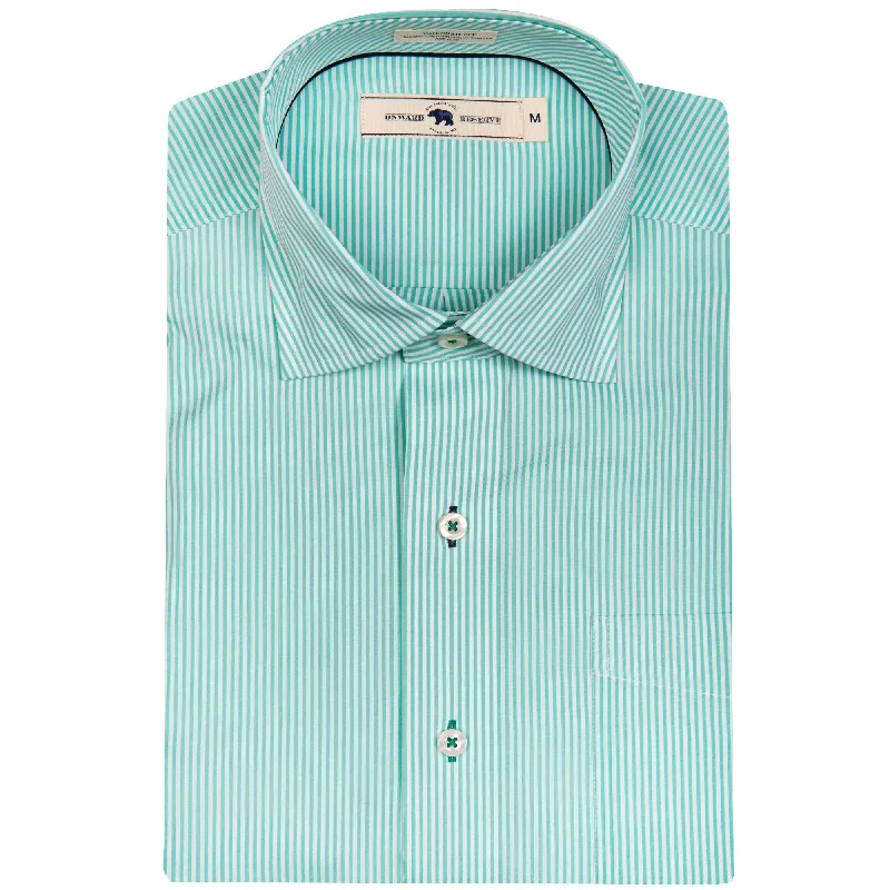 Biscay/White Stripe Tailored Fit Spread Collar ShirtStudded Shirts