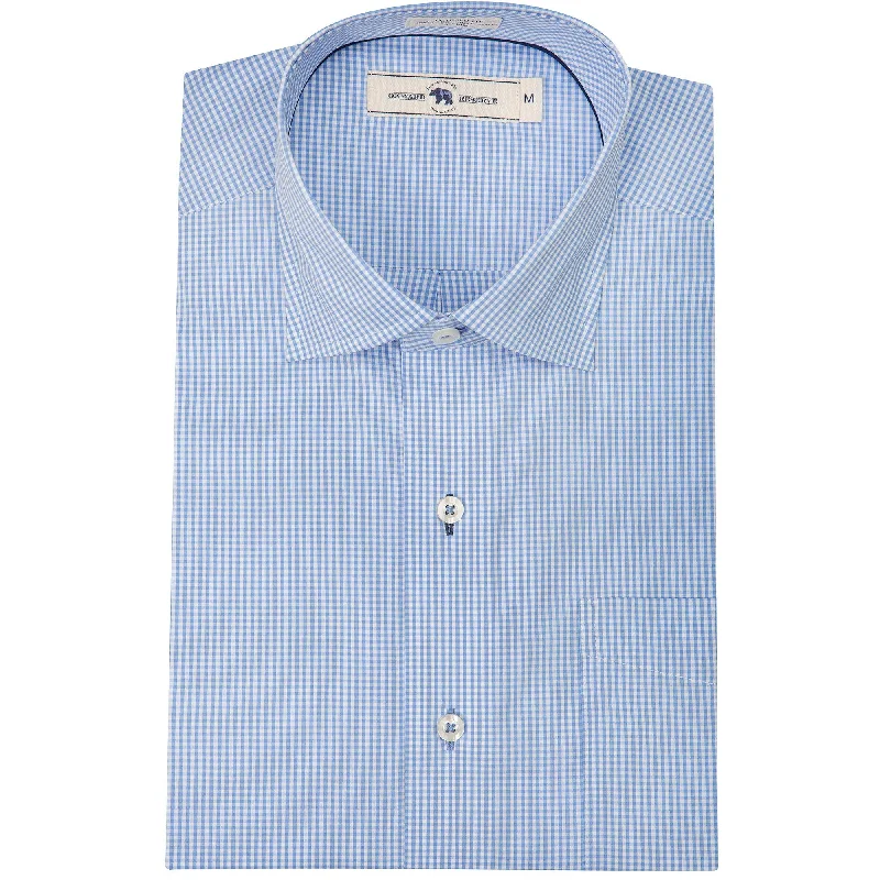 Light Blue/White Gingham Tailored Fit Spread Collar ShirtButton-Up Shirts