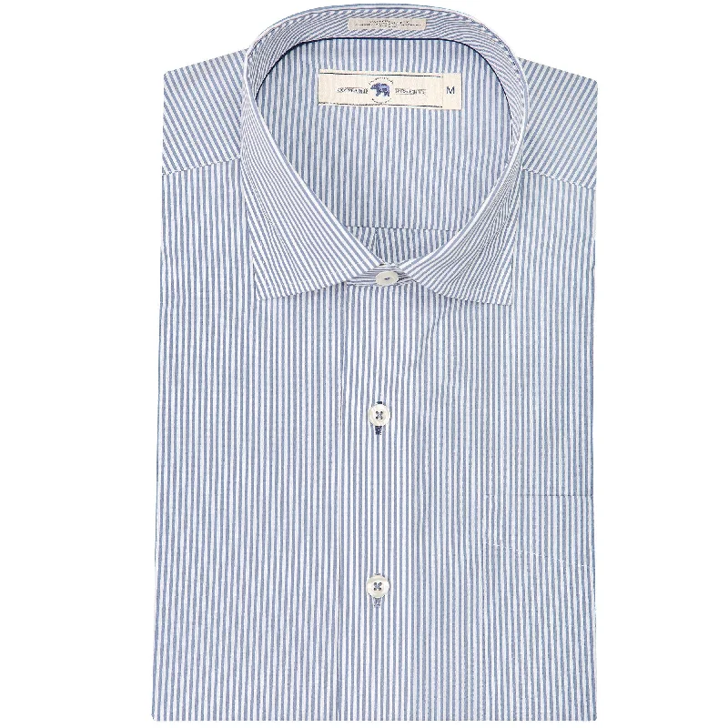 True Navy/White Stripe Tailored Fit Spread Collar ShirtEmbellished Shirts