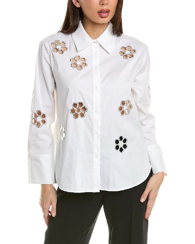 alice + olivia Embroidered ShirtPeplum Shirts