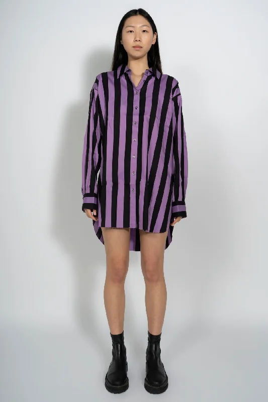 BLACK AND LILAC STRIPED XXL SHIRTAsymmetrical Shirts