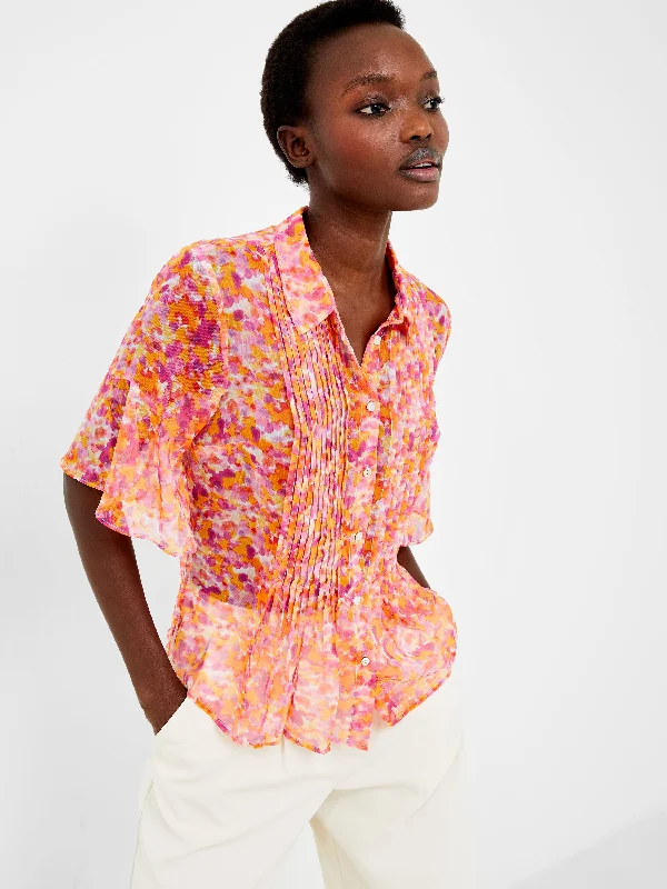 Cass Eco Hallie Crinkle Pintuck ShirtTravel Shirts