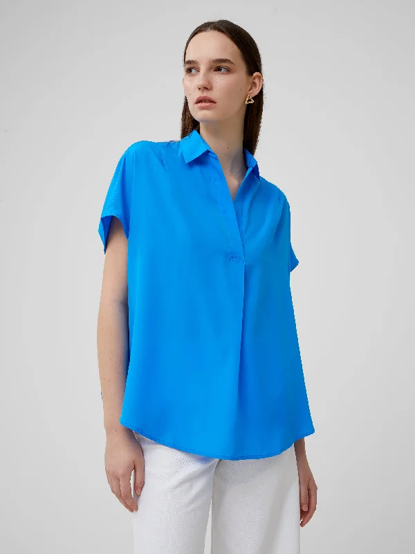 Crepe Light Cap Sleeve Popover ShirtPeplum Shirts