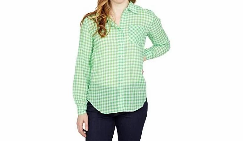 Day Button Front Shirt In Green/whiteSlim Fit Shirts