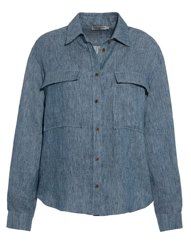 Denim Blue Willow Linen Button Down ShirtUV-Protection Shirts