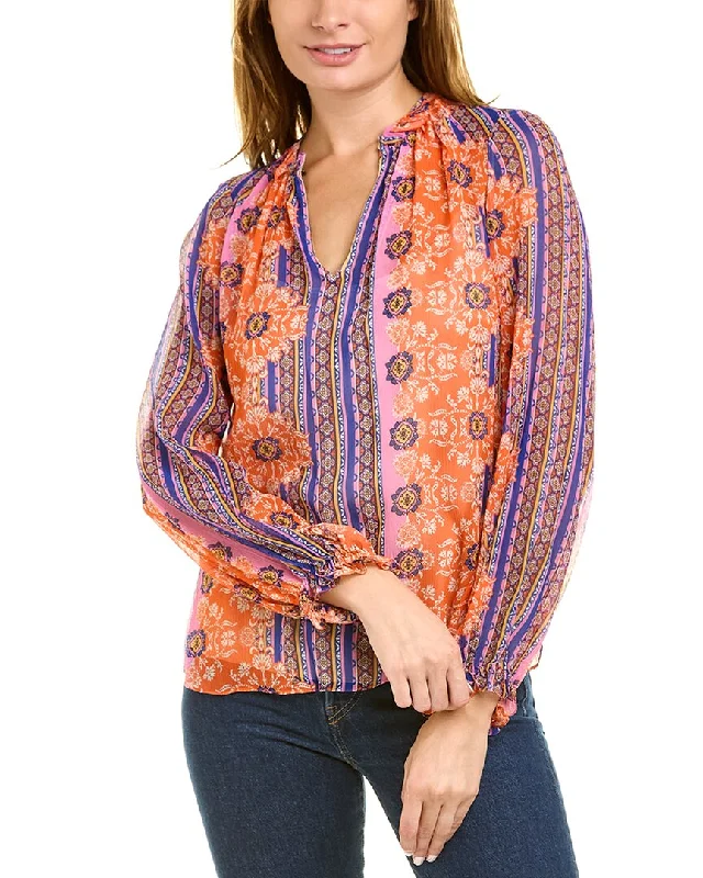 Elie Tahari Crinkle Bali Silk ShirtCycling Shirts