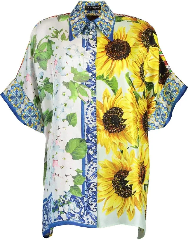 Floral Patchwork Silk Bowling ShirtSports Team Shirts