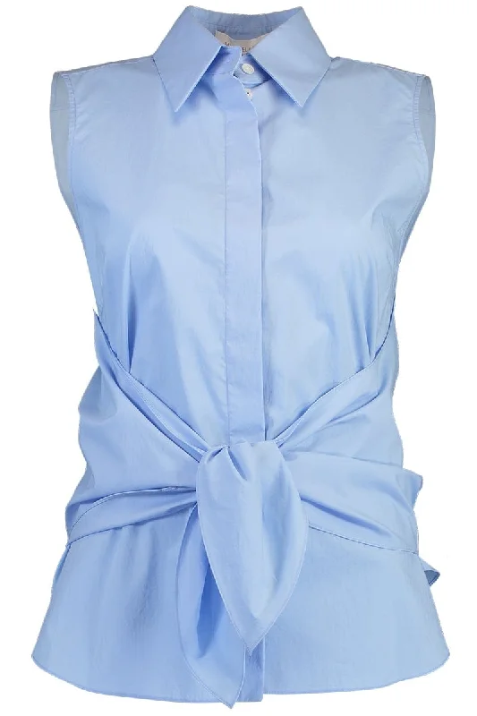 Front Tie Sleeveless Shirt - OxfordSatin Shirts