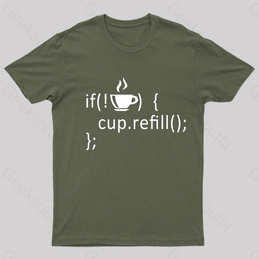 If Coffee Empty Then Refill Cup Nerd T-ShirtDesigner Tee