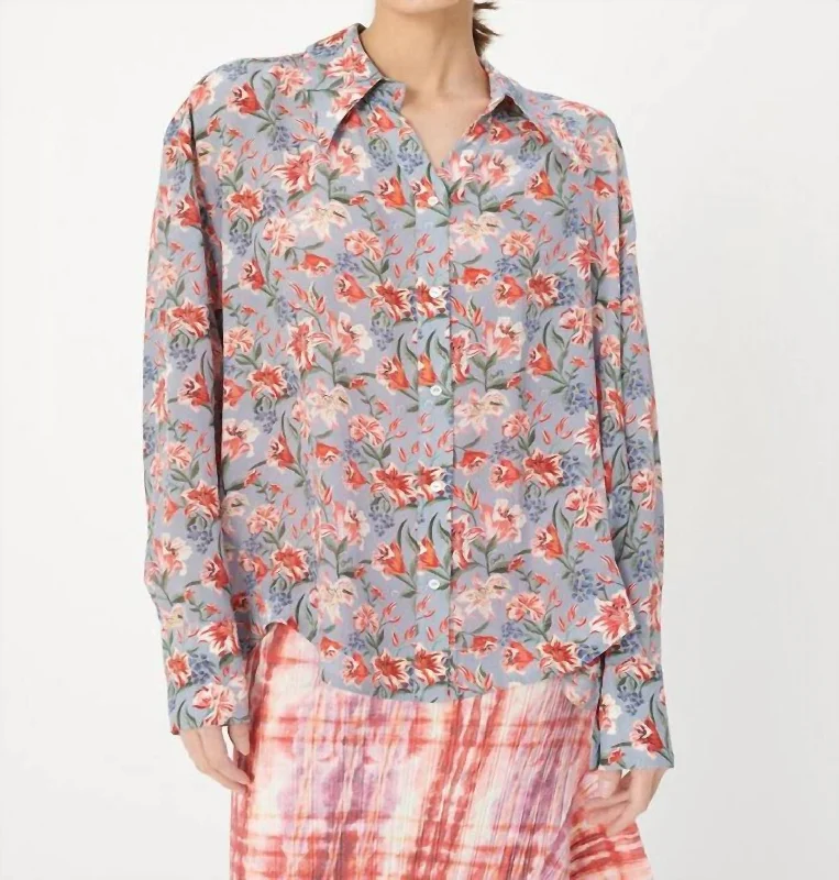 Joyce Silk Shirt In Fanny LilacBeaded Shirts