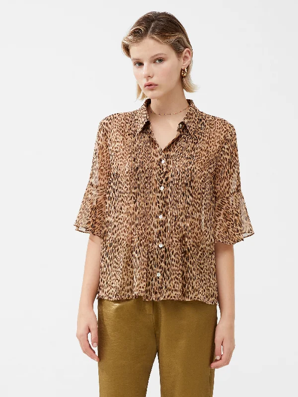 Leopard Georgette Pin Tuck ShirtDress Shirts