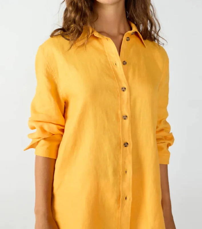 Relaxed Linen Shirt In Solar FlareWrap Shirts