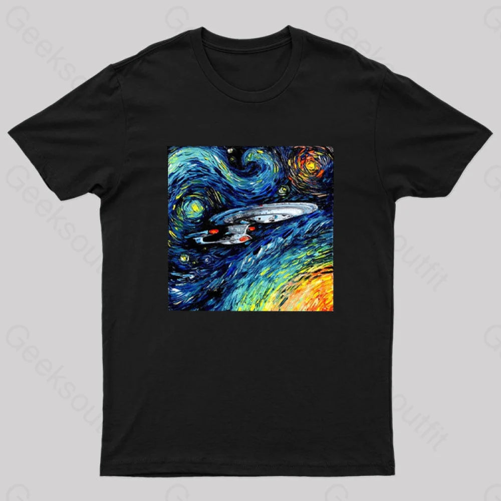 Starry Sky Psychedelic Spaceship T-ShirtClearance Tee