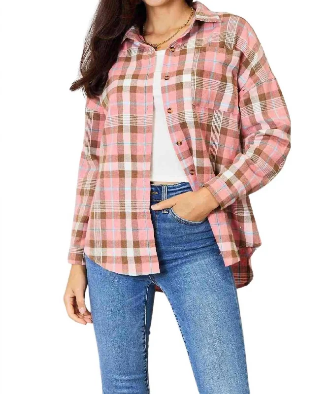 Timeless Plaid Shirt In PeachLounge Shirts