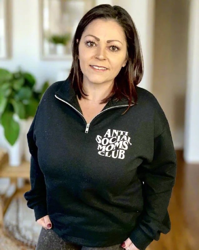 anti social moms club | 1/4 zip sweatshirtCycling Hoodies