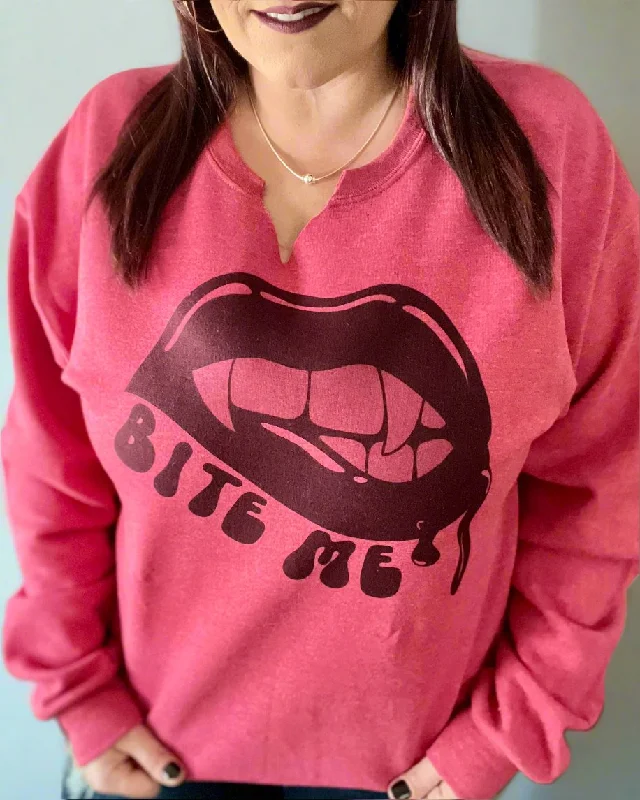 bite me vampire lips | v-neck crewneck sweatshirtBamboo Fiber Sweatshirts