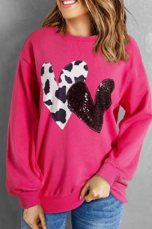 Heart Patch Long Sleeve SweatshirtHiking Hoodies