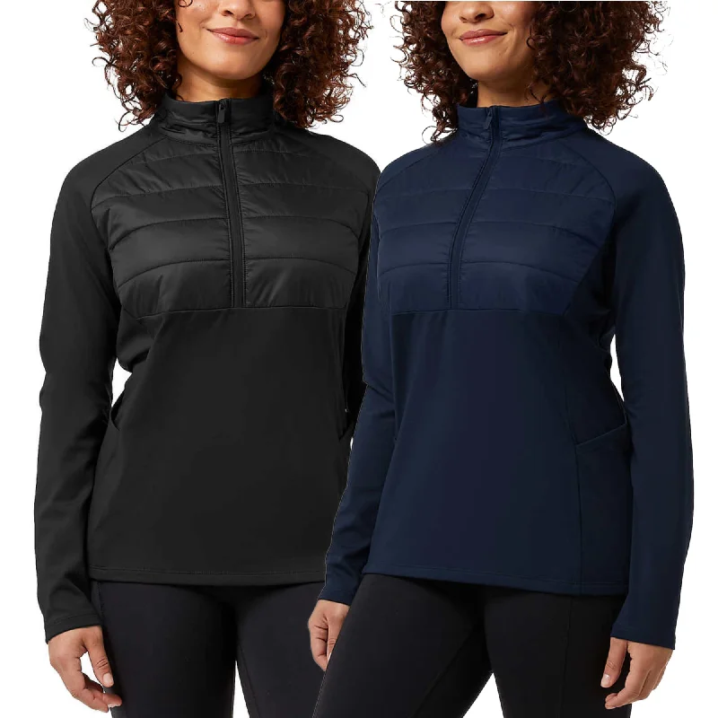 32 Degrees Women's Half Zip Fleece Lined Stretch Comfort Sweatshirt Active TopFleece Sweatshirts