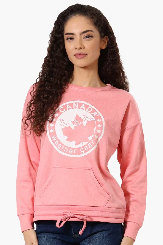 Canada Weather Gear Logo Drawstring Sweatshirt - PinkYoga Sweatshirts