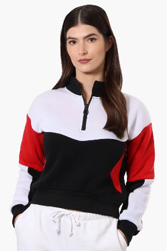 New Look Colour Block 1/4 Zip Sweatshirt - BlackWorkout Sweatshirts