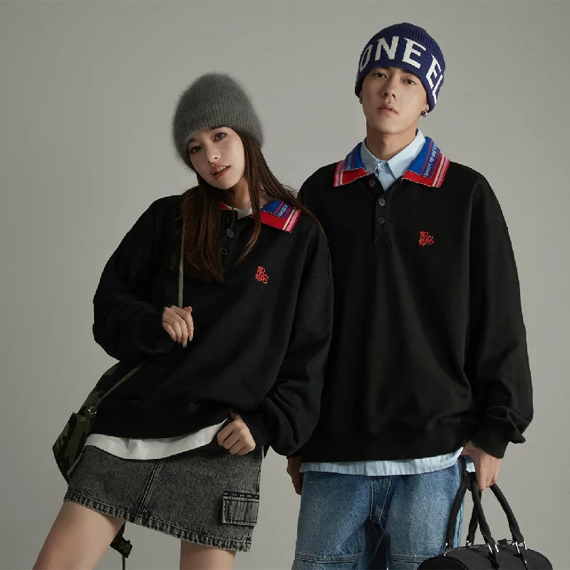 Noe Embroidery Lettering Collar SweatshirtPunk Sweatshirts