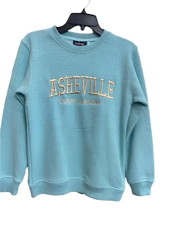 Asheville Logo Crewneck Embroidered Sweatshirt - Teal w Biege LogoBand Merch Sweatshirts