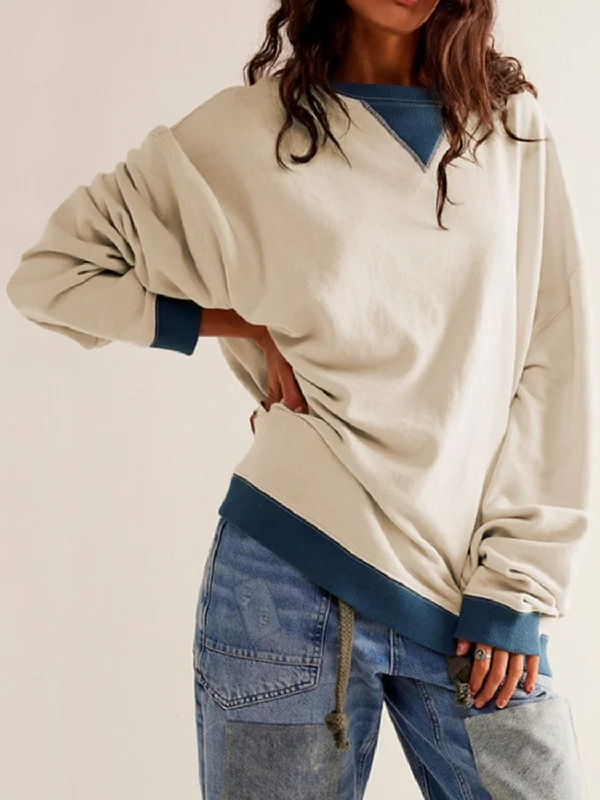 Hazel Blues® |  Contrast Dropped Shoulder Long Sleeve SweatshirtSki Sweatshirts