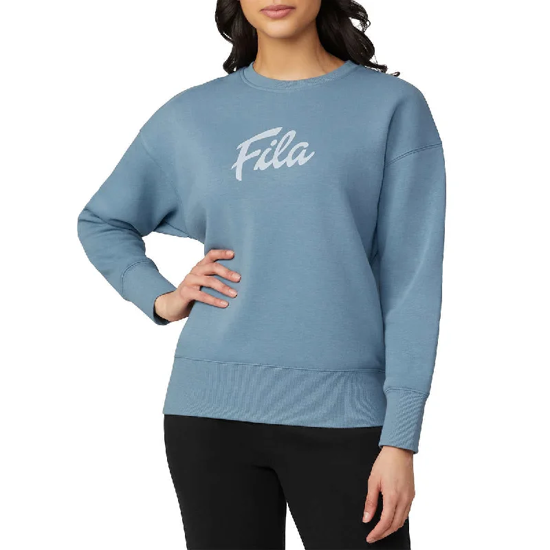 FILA Women's Chest Logo Cotton Blend Active Crewneck Sweatshirt TopPerformance Hoodies