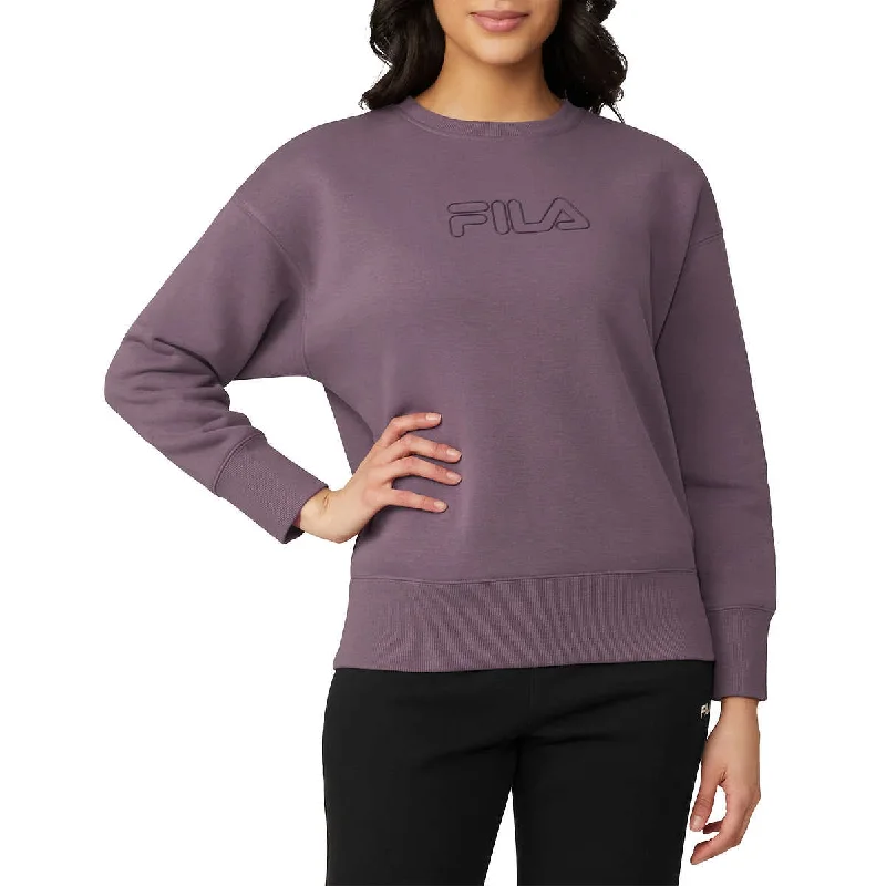 FILA Women's Chest Logo Cotton Blend Active Crewneck Sweatshirt TopSki Sweatshirts