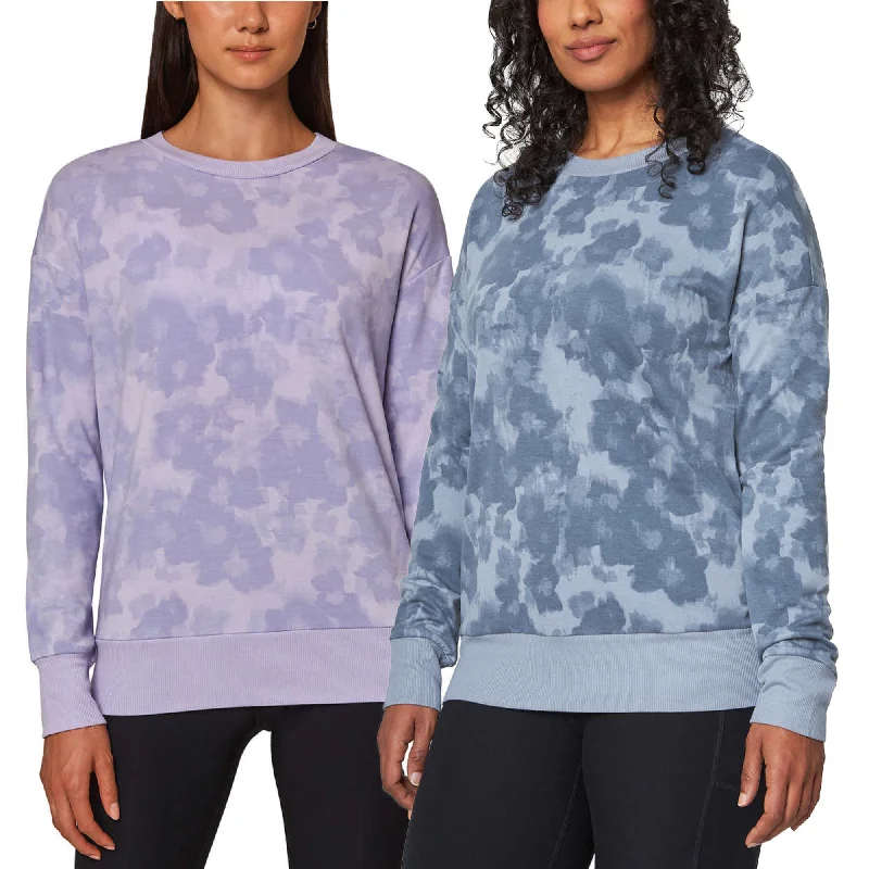 Mondetta Women's Floral Print Eco Soft Lightweight Casual Active Sweatshirt TopThermal Hoodies